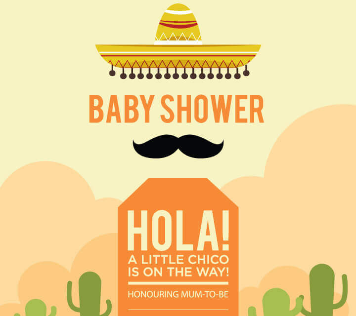 Baby Shower downloadable Invitations - Mexican moustaches